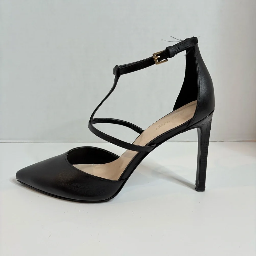 Nine West Black stiletto ankle strap Heels women’s size 10 - Picture 11 of 14